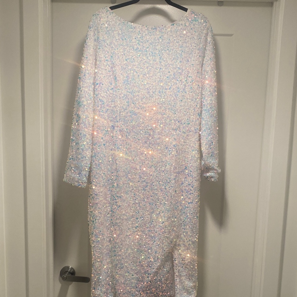 Ashley Stewart White Sequin Backless Dress